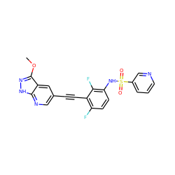 COc1n[nH]c2ncc(C#Cc3c(F)ccc(NS(=O)(=O)c4cccnc4)c3F)cc12 ZINC000473133091