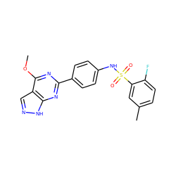 COc1nc(-c2ccc(NS(=O)(=O)c3cc(C)ccc3F)cc2)nc2[nH]ncc12 ZINC000299826443