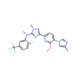 COc1nc(-c2nc(N(C)c3cc(C(F)(F)F)ccc3F)n(C)n2)ccc1-n1cnc(C)c1 ZINC000142157895