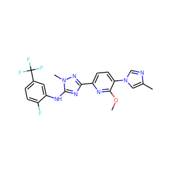 COc1nc(-c2nc(Nc3cc(C(F)(F)F)ccc3F)n(C)n2)ccc1-n1cnc(C)c1 ZINC000114914547