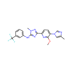 COc1nc(-c2nc(Nc3cccc(C(F)(F)F)c3)n(C)n2)ccc1-n1cnc(C)c1 ZINC000141168326