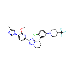 COc1nc(-c2nc3n(n2)CCC[C@H]3c2cc(N3CCC(C(F)(F)F)CC3)ccc2Cl)ccc1-n1cnc(C)c1 ZINC000149096707