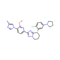 COc1nc(-c2nc3n(n2)CCC[C@H]3c2cc(N3CCCC3)ccc2Cl)ccc1-n1cnc(C)c1 ZINC000149115405