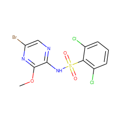 COc1nc(Br)cnc1NS(=O)(=O)c1c(Cl)cccc1Cl ZINC001257672069