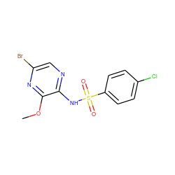 COc1nc(Br)cnc1NS(=O)(=O)c1ccc(Cl)cc1 ZINC000038459560