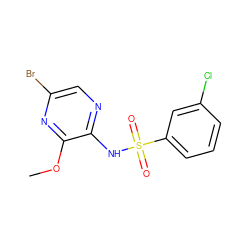 COc1nc(Br)cnc1NS(=O)(=O)c1cccc(Cl)c1 ZINC000116960991