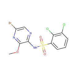 COc1nc(Br)cnc1NS(=O)(=O)c1cccc(Cl)c1Cl ZINC000038479945