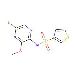 COc1nc(Br)cnc1NS(=O)(=O)c1ccsc1 ZINC000034269748