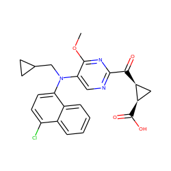 COc1nc(C(=O)[C@H]2C[C@H]2C(=O)O)ncc1N(CC1CC1)c1ccc(Cl)c2ccccc12 ZINC001772583066