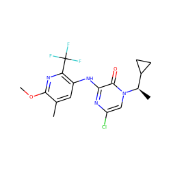 COc1nc(C(F)(F)F)c(Nc2nc(Cl)cn([C@H](C)C3CC3)c2=O)cc1C ZINC000049048249