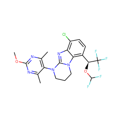 COc1nc(C)c(N2CCCn3c2nc2c(Cl)ccc([C@H](OC(F)F)C(F)(F)F)c23)c(C)n1 ZINC000140062618