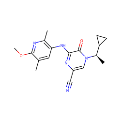 COc1nc(C)c(Nc2nc(C#N)cn([C@H](C)C3CC3)c2=O)cc1C ZINC000045286091