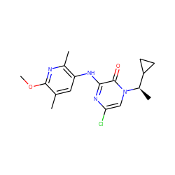 COc1nc(C)c(Nc2nc(Cl)cn([C@H](C)C3CC3)c2=O)cc1C ZINC000045285196