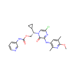 COc1nc(C)c(Nc2nc(Cl)cn([C@H](COC(=O)Nc3cccnc3)C3CC3)c2=O)cc1C ZINC000117109667