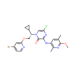 COc1nc(C)c(Nc2nc(Cl)cn([C@H](COc3cc(Br)ccn3)C3CC3)c2=O)cc1C ZINC000653851656