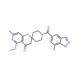 COc1nc(C)cc2c1C(=O)CC1(CCN(C(=O)c3cc(C)c4[nH]ncc4c3)CC1)O2 ZINC000049067447