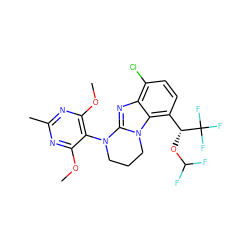 COc1nc(C)nc(OC)c1N1CCCn2c1nc1c(Cl)ccc([C@@H](OC(F)F)C(F)(F)F)c12 ZINC000145271802