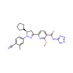 COc1nc(C2=NN(c3ccc(C#N)c(C)c3)[C@@H](C3CCCC3)C2)ccc1C(=O)Nc1nnn[nH]1 ZINC000068247331