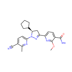 COc1nc(C2=NN(c3ccc(C#N)c(C)n3)[C@@H](C3CCCC3)C2)ccc1C(N)=O ZINC000068247335