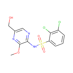 COc1nc(CO)cnc1NS(=O)(=O)c1cccc(Cl)c1Cl ZINC000116959348