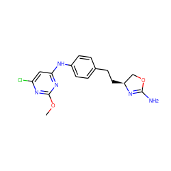 COc1nc(Cl)cc(Nc2ccc(CC[C@H]3COC(N)=N3)cc2)n1 ZINC000139709039