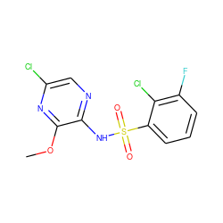 COc1nc(Cl)cnc1NS(=O)(=O)c1cccc(F)c1Cl ZINC000038477236