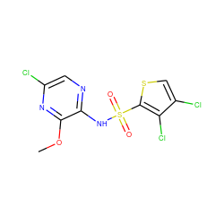 COc1nc(Cl)cnc1NS(=O)(=O)c1scc(Cl)c1Cl ZINC000137531949