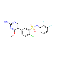 COc1nc(N)ncc1-c1ccc(Cl)c(S(=O)(=O)Nc2cccc(F)c2F)c1 ZINC000095578308