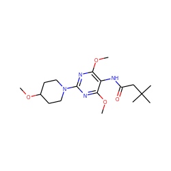 COc1nc(N2CCC(OC)CC2)nc(OC)c1NC(=O)CC(C)(C)C ZINC000113566227