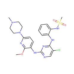 COc1nc(N2CCN(C)CC2)ccc1Nc1ncc(Cl)c(Nc2ccccc2NS(C)(=O)=O)n1 ZINC001772820559