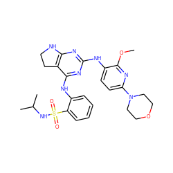 COc1nc(N2CCOCC2)ccc1Nc1nc2c(c(Nc3ccccc3S(=O)(=O)NC(C)C)n1)CCN2 ZINC000200870031