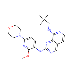 COc1nc(N2CCOCC2)ccc1Nc1ncc2ccnc(NCC(C)(C)C)c2n1 ZINC000207611566