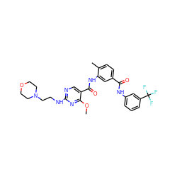 COc1nc(NCCN2CCOCC2)ncc1C(=O)Nc1cc(C(=O)Nc2cccc(C(F)(F)F)c2)ccc1C ZINC000029127911