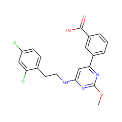 COc1nc(NCCc2ccc(Cl)cc2Cl)cc(-c2cccc(C(=O)O)c2)n1 ZINC000066101194