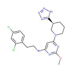 COc1nc(NCCc2ccc(Cl)cc2Cl)cc(N2CCC[C@H](c3nnn[nH]3)C2)n1 ZINC000066101183