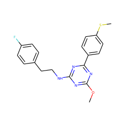 COc1nc(NCCc2ccc(F)cc2)nc(-c2ccc(SC)cc2)n1 ZINC000473162739