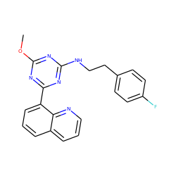 COc1nc(NCCc2ccc(F)cc2)nc(-c2cccc3cccnc23)n1 ZINC000473179403