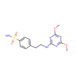 COc1nc(NCCc2ccc(S(N)(=O)=O)cc2)nc(OC)n1 ZINC000028375807