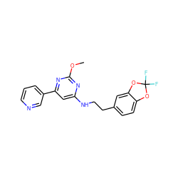 COc1nc(NCCc2ccc3c(c2)OC(F)(F)O3)cc(-c2cccnc2)n1 ZINC000066103093