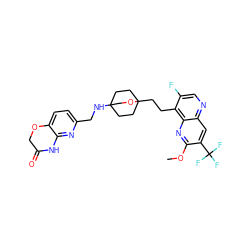 COc1nc2c(CCC34CCC(NCc5ccc6c(n5)NC(=O)CO6)(CC3)CO4)c(F)cnc2cc1C(F)(F)F ZINC000299863016