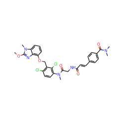 COc1nc2c(OCc3c(Cl)ccc(N(C)C(=O)CNC(=O)/C=C/c4ccc(C(=O)N(C)C)cc4)c3Cl)cccc2n1C ZINC000027327510