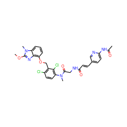 COc1nc2c(OCc3c(Cl)ccc(N(C)C(=O)CNC(=O)/C=C/c4ccc(NC(C)=O)nc4)c3Cl)cccc2n1C ZINC000026728546