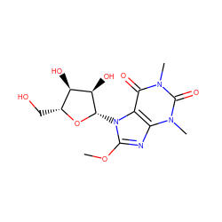 COc1nc2c(c(=O)n(C)c(=O)n2C)n1[C@@H]1O[C@H](CO)[C@@H](O)[C@H]1O ZINC000012405723