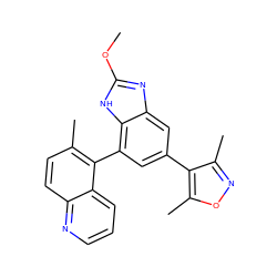 COc1nc2cc(-c3c(C)noc3C)cc(-c3c(C)ccc4ncccc34)c2[nH]1 ZINC001772608242