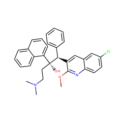 COc1nc2ccc(Cl)cc2cc1[C@H](c1ccccc1)[C@@](O)(CCN(C)C)c1cccc2ccccc12 ZINC000140397651