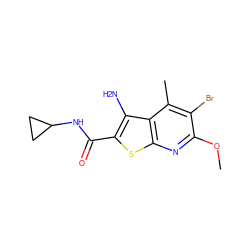 COc1nc2sc(C(=O)NC3CC3)c(N)c2c(C)c1Br ZINC000653709014