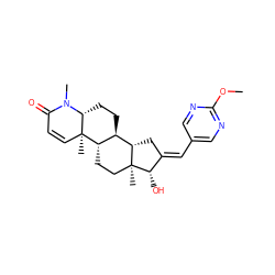 COc1ncc(/C=C2\C[C@H]3[C@@H]4CC[C@H]5N(C)C(=O)C=C[C@]5(C)[C@H]4CC[C@]3(C)[C@H]2O)cn1 ZINC000062179108