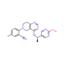 COc1ncc([C@@H](C)Nc2ncnc3c2CN(c2ccc(C)cc2C#N)CC3)cn1 ZINC000043200545