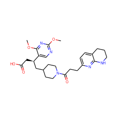 COc1ncc([C@H](CC(=O)O)CC2CCN(C(=O)CCc3ccc4c(n3)NCCC4)CC2)c(OC)n1 ZINC000003948007