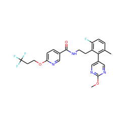 COc1ncc(-c2c(C)ccc(F)c2CCNC(=O)c2ccc(OCCC(F)(F)F)nc2)cn1 ZINC000095563570